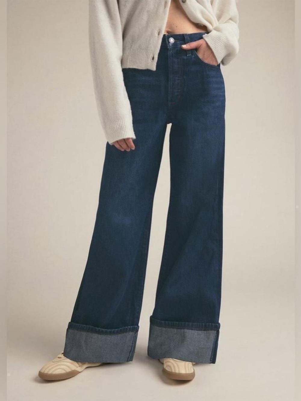 Favorite Daughter High-Rise Wide Leg Dark Blue Jeans
